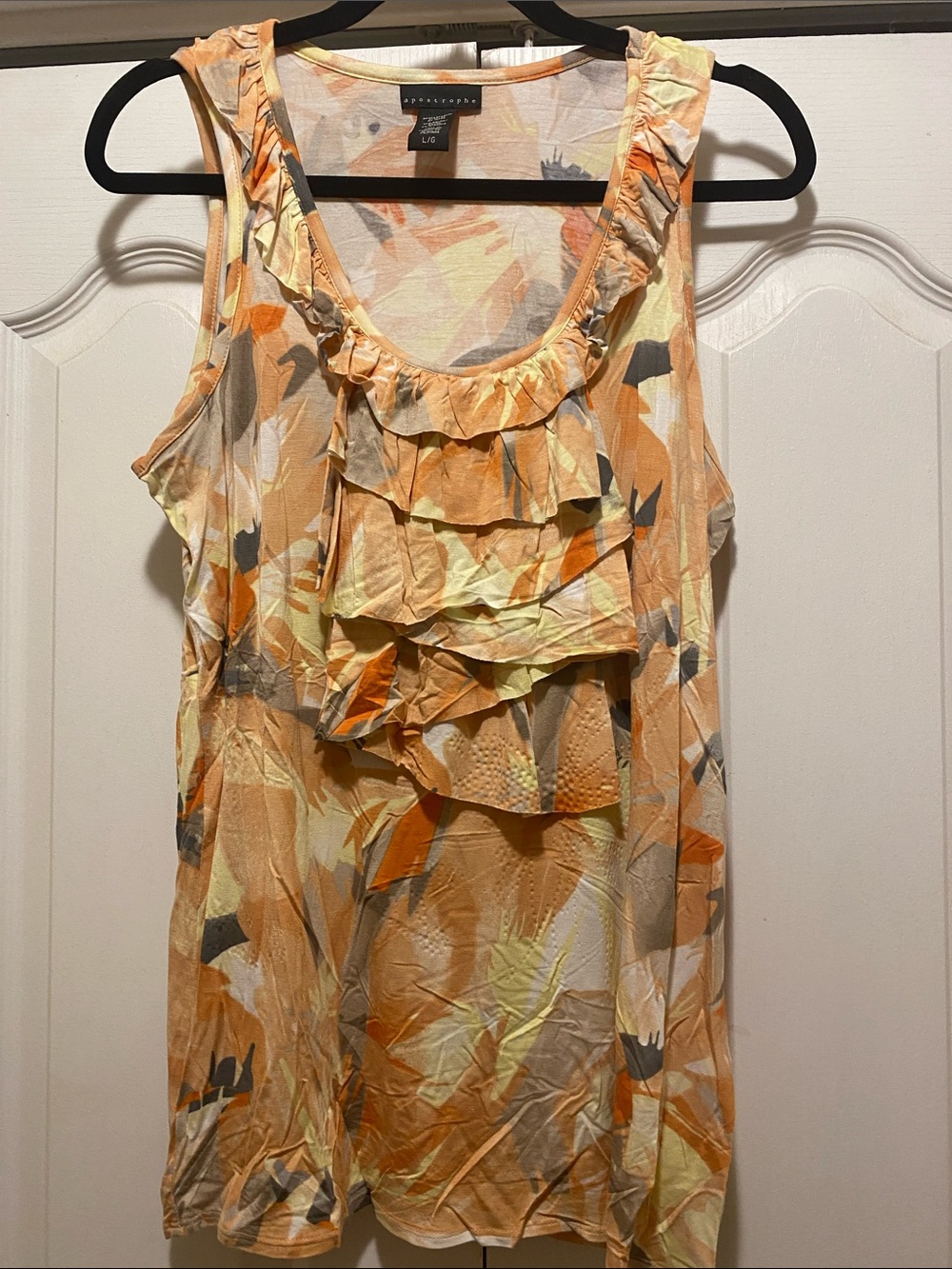 Apostrophe Peach Floral Ruffle Tank